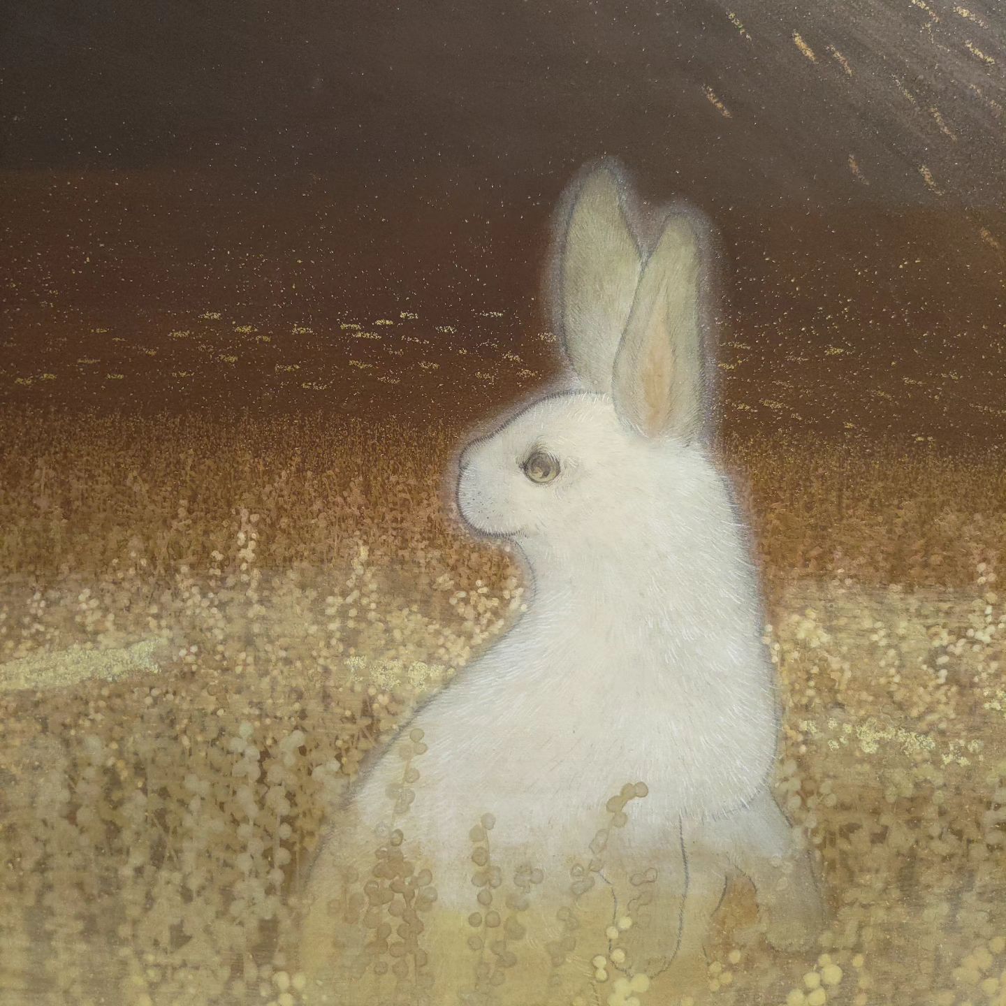 『いつか静かの海で』

2011年に描いた作品です。
月のウサギが、地球にいる生き別れた仲間を思う様子を描きました。久しぶりにこの作品を箱から出してみたら、劣化なく綺麗な状態だったので、展示してみました。

会期：11月11日(土)～20日(月)
時間：10:00～18:00
場所：広島市中区立町1-24
  広島信用金庫八丁堀支店10階
  ひろしんギャラリー